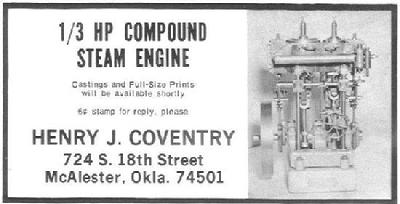 HJ Coventry 1/3 horsepower HP marine compound engine live steam castings